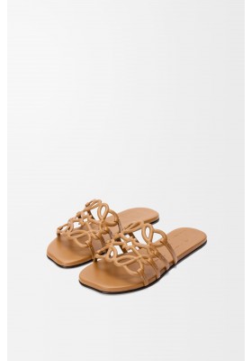 LOEWE Petal Anagram Slide In Soft Calfskin Camel