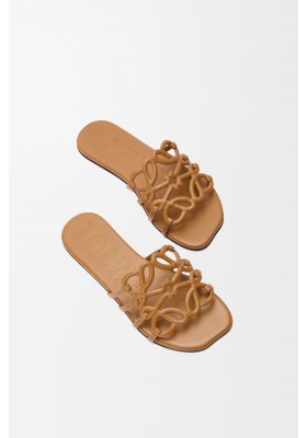LOEWE Petal Anagram Slide In Soft Calfskin Camel