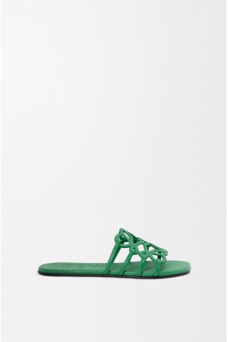 LOEWE Petal Anagram Slide In Soft Calfskin Green