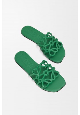 LOEWE Petal Anagram Slide In Soft Calfskin Green