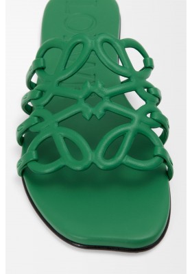 LOEWE Petal Anagram Slide In Soft Calfskin Green