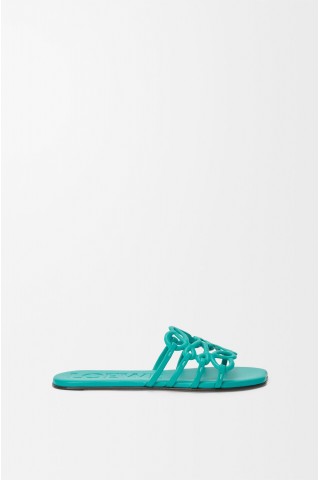 LOEWE Petal Anagram Slide In Soft Calfskin Turquoise