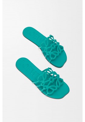 LOEWE Petal Anagram Slide In Soft Calfskin Turquoise