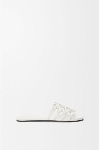 LOEWE Petal Anagram Slide In Soft Calfskin Anthurium White