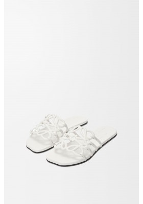 LOEWE Petal Anagram Slide In Soft Calfskin Anthurium White