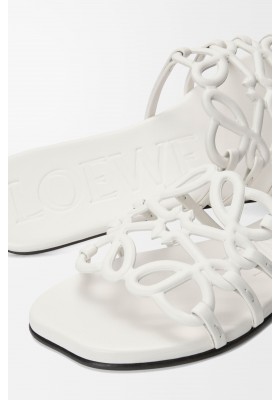 LOEWE Petal Anagram Slide In Soft Calfskin Anthurium White