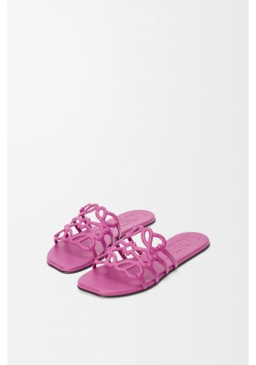 LOEWE Petal Anagram Slide In Soft Calfskin Fuchsia