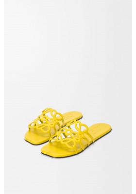 LOEWE Petal Anagram Slide In Soft Calfskin Yellow