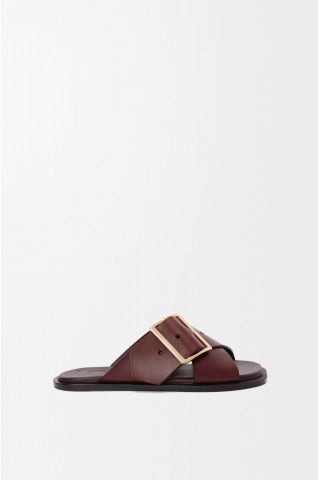 LOEWE Petal Belt Flat Sandal In Vegetable-tanned Calfskin Burgundy