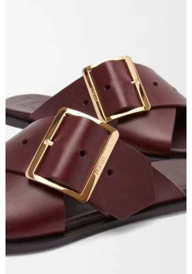 LOEWE Petal Belt Flat Sandal In Vegetable-tanned Calfskin Burgundy