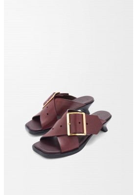 LOEWE Petal Belt Sandal In Vegetable-tanned Calfskin Burgundy