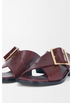 LOEWE Petal Belt Sandal In Vegetable-tanned Calfskin Burgundy