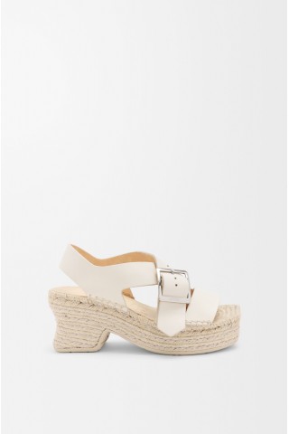 LOEWE Petal Espadrille Platform Sandal In Soft Calfskin White