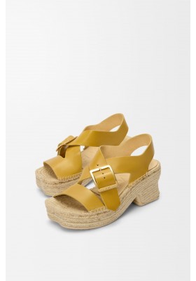 LOEWE Petal Espadrille Platform Sandal In Vegetable-tanned Calfskin Ochre