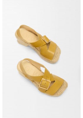 LOEWE Petal Espadrille Platform Sandal In Vegetable-tanned Calfskin Ochre