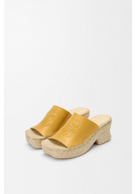 LOEWE Petal Espadrille Platform Slide In Vegetable-tanned Calfskin Ochre