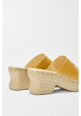 LOEWE Petal Espadrille Platform Slide In Vegetable-tanned Calfskin Ochre