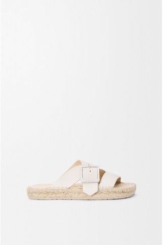 LOEWE Petal Espadrille Slide In Soft Calfskin White