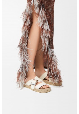 LOEWE Petal Espadrille Slide In Soft Calfskin White