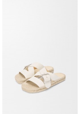 LOEWE Petal Espadrille Slide In Soft Calfskin White