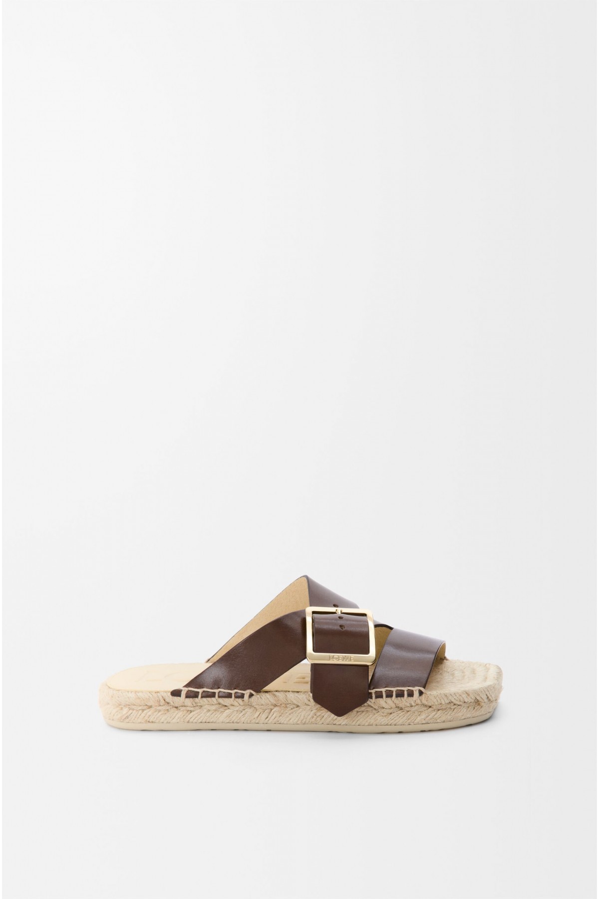 LOEWE Petal Espadrille Slide In Vegetable-tanned Calfskin Brown
