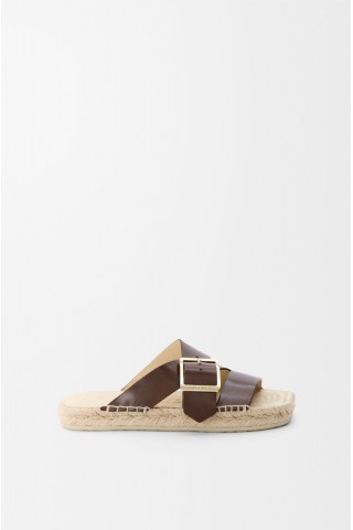 LOEWE Petal Espadrille Slide In Vegetable-tanned Calfskin Brown