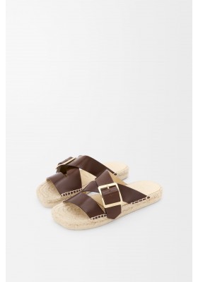 LOEWE Petal Espadrille Slide In Vegetable-tanned Calfskin Brown