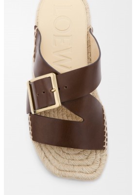 LOEWE Petal Espadrille Slide In Vegetable-tanned Calfskin Brown