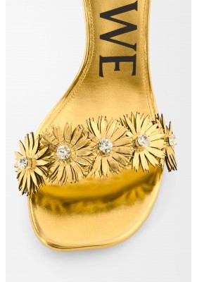 LOEWE Petal Flower Sandal In Calfskin And Crystals Gold