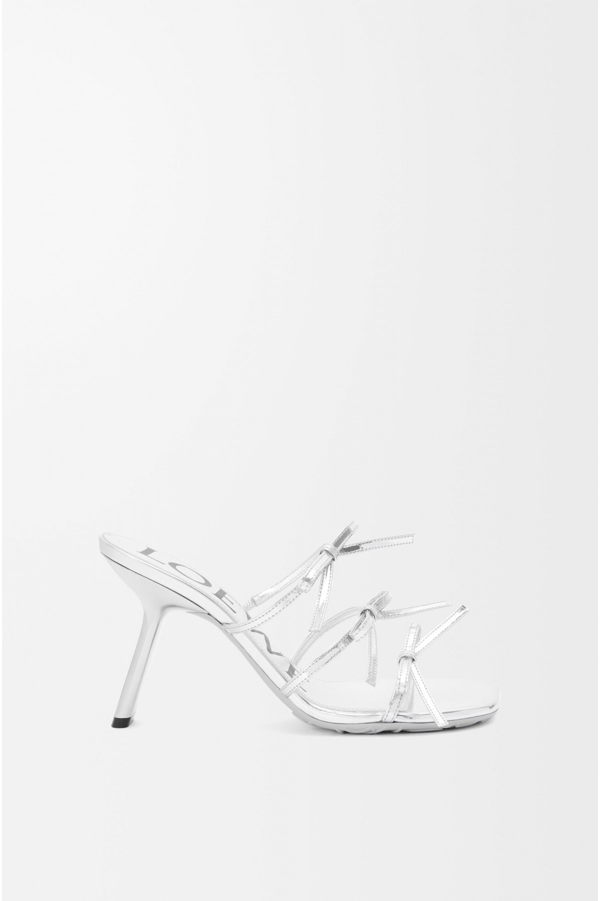 LOEWE Petal Sandal In Metallic Calfskin Silver