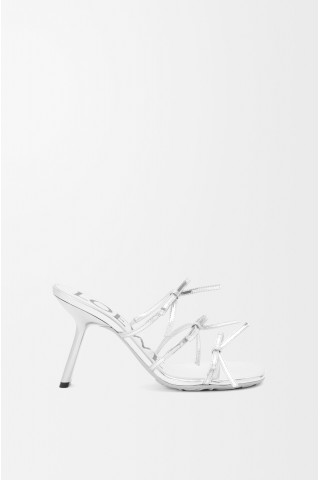 LOEWE Petal Sandal In Metallic Calfskin Silver