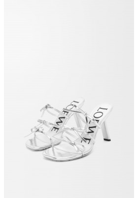 LOEWE Petal Sandal In Metallic Calfskin Silver