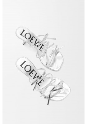 LOEWE Petal Sandal In Metallic Calfskin Silver