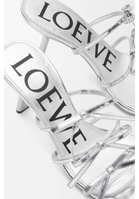 LOEWE Petal Sandal In Metallic Calfskin Silver