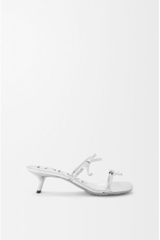 LOEWE Petal Sandal In Metallic Calfskin Silver