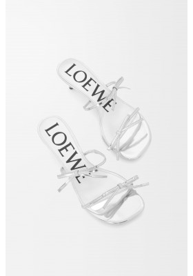 LOEWE Petal Sandal In Metallic Calfskin Silver