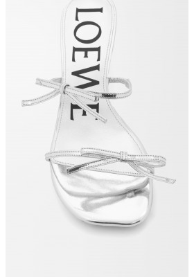 LOEWE Petal Sandal In Metallic Calfskin Silver