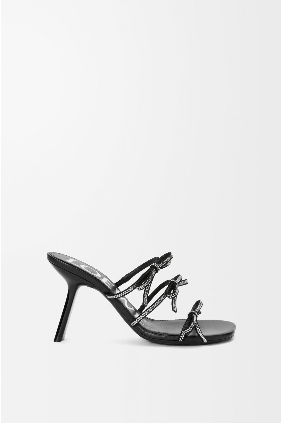 LOEWE Petal Sandal In Suede And Rhinestones Black