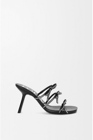 LOEWE Petal Sandal In Suede And Rhinestones Black
