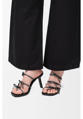 LOEWE Petal Sandal In Suede And Rhinestones Black