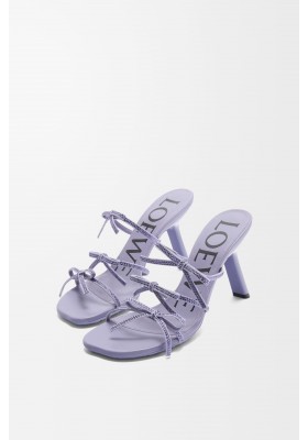 LOEWE Petal Sandal In Suede And Rhinestones Lilac