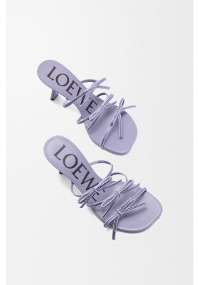 LOEWE Petal Sandal In Suede And Rhinestones Lilac
