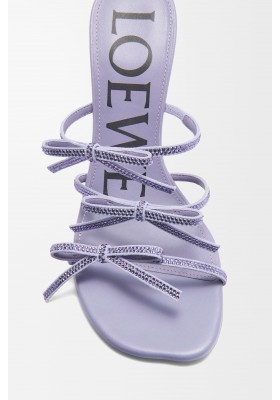 LOEWE Petal Sandal In Suede And Rhinestones Lilac