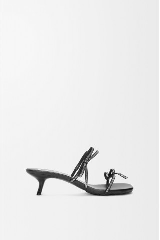 LOEWE Petal Sandal In Suede And Rhinestones Black