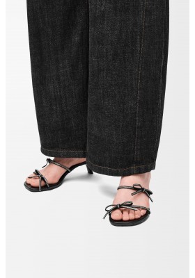 LOEWE Petal Sandal In Suede And Rhinestones Black