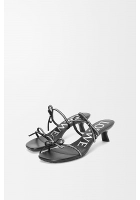 LOEWE Petal Sandal In Suede And Rhinestones Black