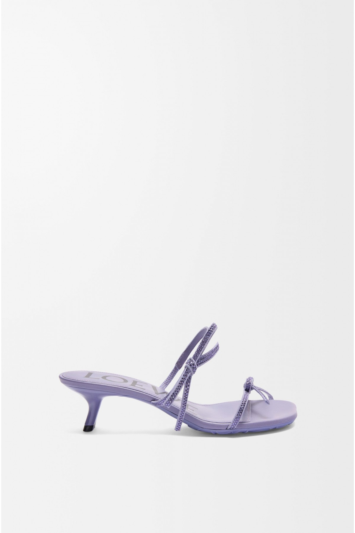 LOEWE Petal Sandal In Suede And Rhinestones Lilac