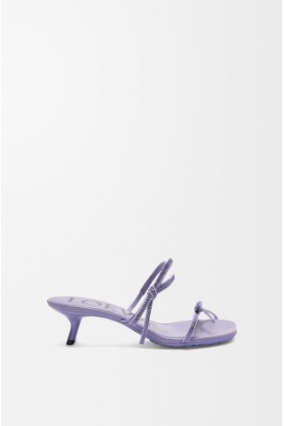 LOEWE Petal Sandal In Suede And Rhinestones Lilac
