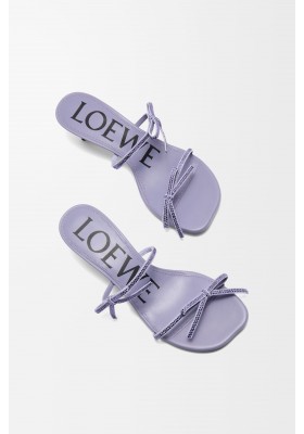 LOEWE Petal Sandal In Suede And Rhinestones Lilac