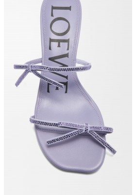 LOEWE Petal Sandal In Suede And Rhinestones Lilac